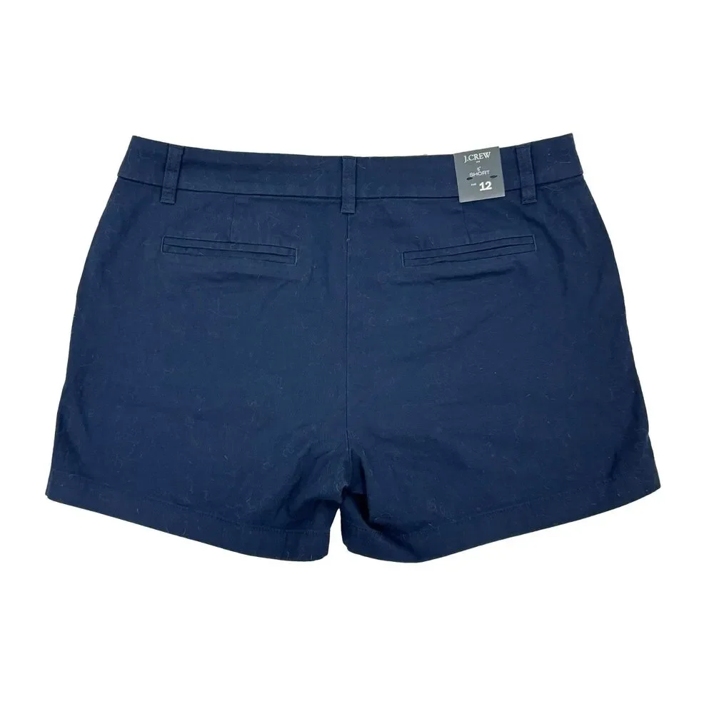 J.CREW 5” Classic Chino Shorts 12 Blue 100% Cotton Slant Pockets Casual NWT B63